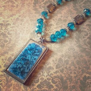 Handcrafted Glass Bead Ceramic Pendant Necklace